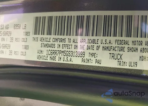 2016 Ram 1500 Longhorn Limited из США, поврежденный, VIN 1C6RR7PM5GS313999